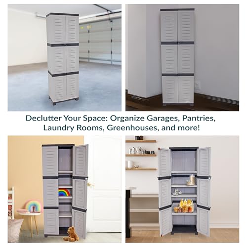 Image of Sunnydaze 72 inch Garage Storage Cabinet with Locking Doors & Shelves, Gray