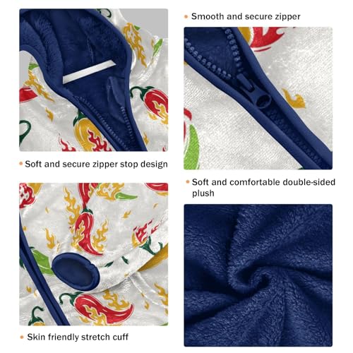 Red Chili Pepper with Fire Flames Girls Fleece Jacket Girls Fall Jacket Girls Zip Up Hoodie Girls Sherpa Jacket 2-10T3