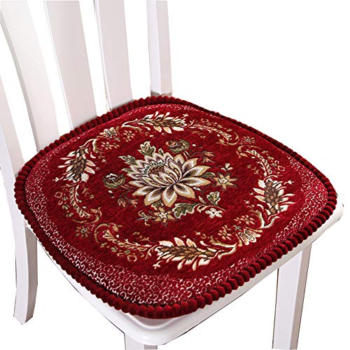 Peacewish European Style Kitchen Chair Cushions, Floral Seat Cushion With Tie, Washable, Indoor, Dining Living Room, Kitchen, Office (Set Of 4, Red) #TOP1