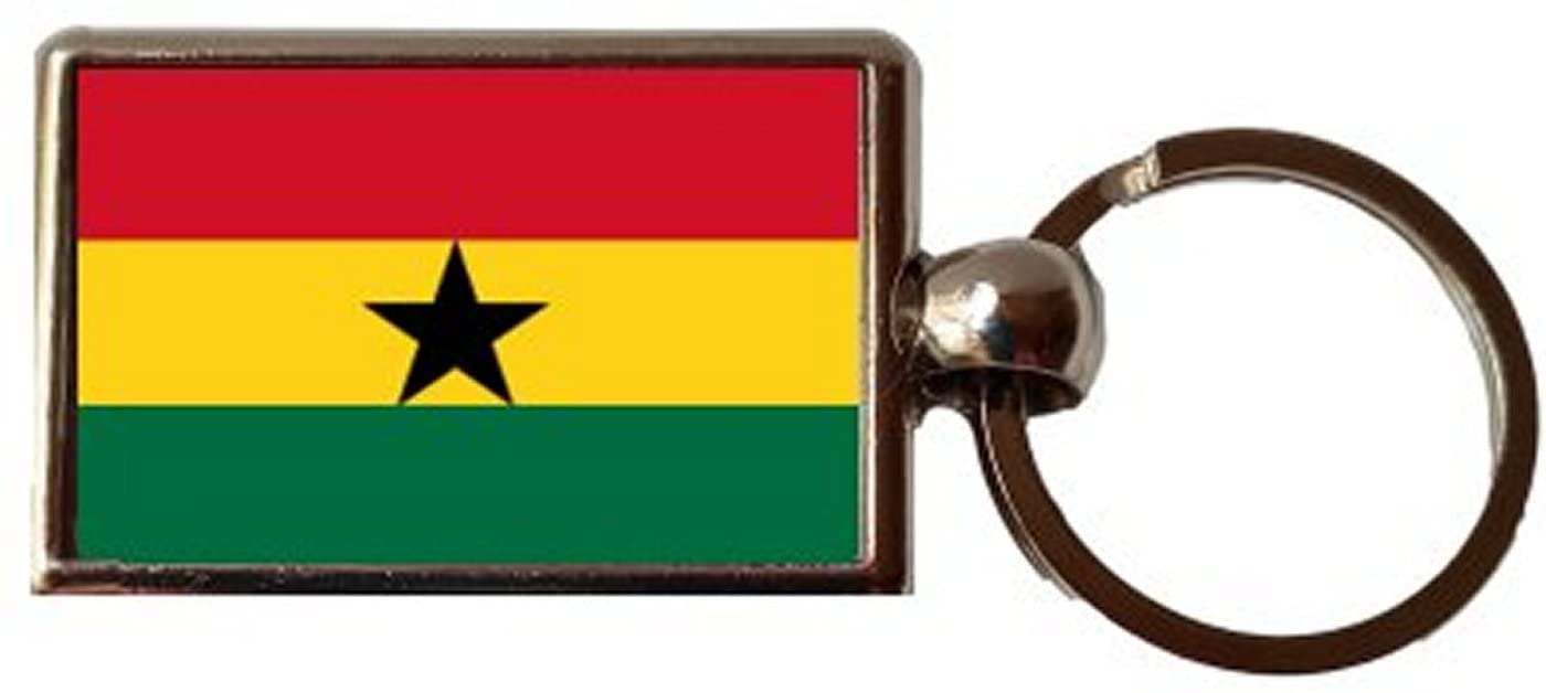 PJ4U Ghana Africa Luxury Double Sided Metal Keyring And Velvet Gift Bag