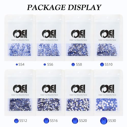 Image of Sapphire Flatback Rhinestones, Glass Rhinestones for Nail Art and Craft, Glue Fix, Loose Crystal Gemstones(Blue, SS4, 1440pcs, 1.5-1.7mm)