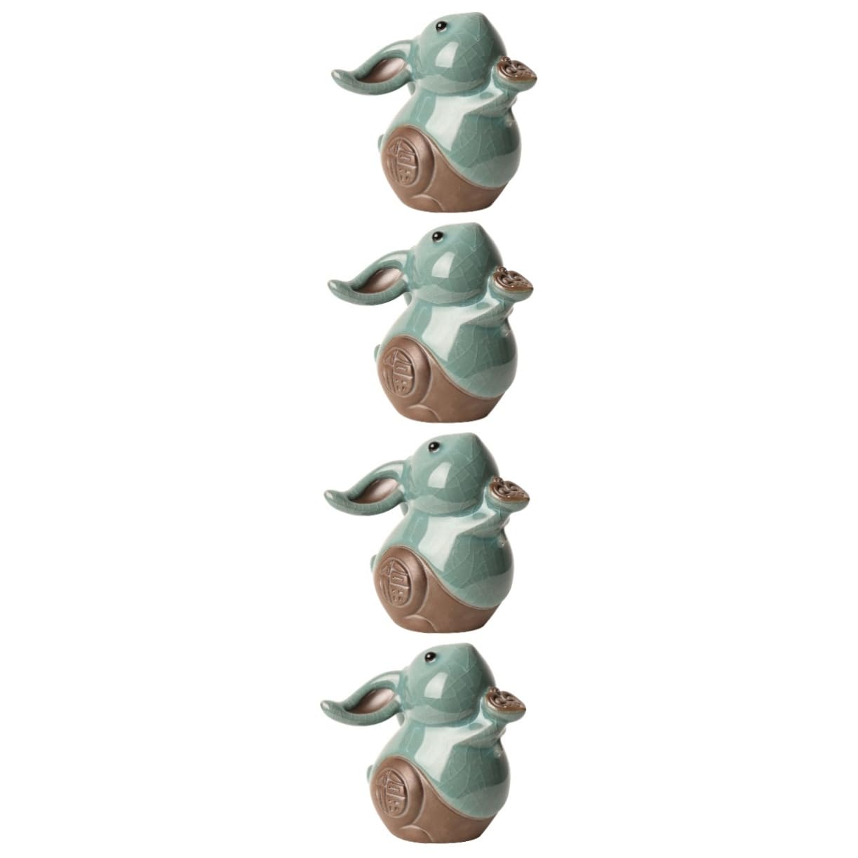 Cabilock 4 Pièces décoration de Table à thé Lapin Animal de Compagnie de thé Chinois décor de Figurine de Lapin Voitures Jouets Ornement de Lapin en céramique Accessoire déco Table à thé