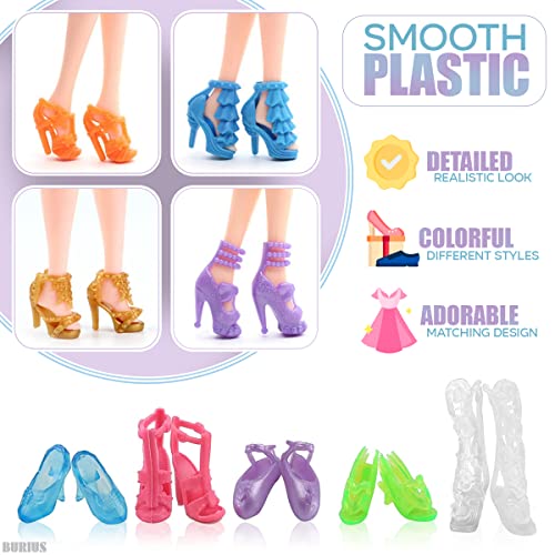 60Pcs Shoes For Dolls - Fashion Doll Style Shoes High Fashion Shoe Toy Miniature Designer Shoes For 11.5 Inch Girl Doll - Fashion Pack Dolls Shoes And Accessories Shoe Heel Miniature Shoe Collectibles #TOP2