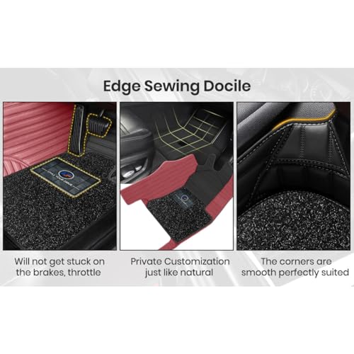 Image of Autofurnish Combination 9D Car Mat Full Set for Mahindra XUV 7XO (7 Seater) 2026 || Luxury Leather Dual-Stitch Full Set 9D Car Floor Mat || 100% Waterproof || Color : Black FL-Cherry
