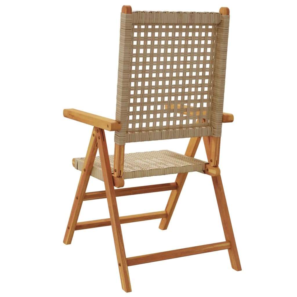 Krzesła ogrodowe 2 szt. beżowe drewno akacjowe Poly Rattan