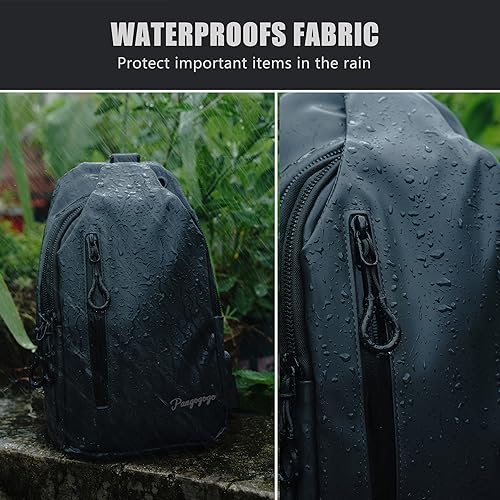 Pangogogo Umhängetasche Herren Klein, Leichte & Wasserdichte Sling Bag für Männer, Brustbeutel/Crossbody Bag für Travel, Festival, Alltag, Wandern & Radfahren (Schwarz)