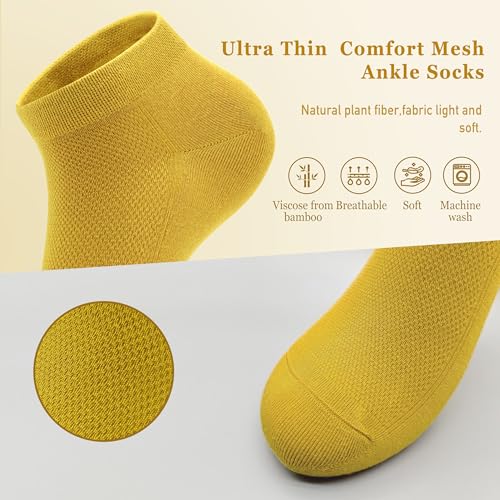 Image of SERISIMPLE Ultra-Thin Comfort Viscose Bamboo Mesh Ankle Socks for Women -Breathable Lightweight Low-Cut Socks 5 Pairs