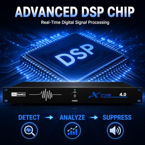 Image of DaBeatz XTR 4.0 Feedback Suppressor, 4 Mic In / 4 Line Out Anti-Howling Processor with Auto Feedback Elimination, Frequency Shift & 24-Bit /96kHz DSP for Stage, Conference, PA System & Karaoke