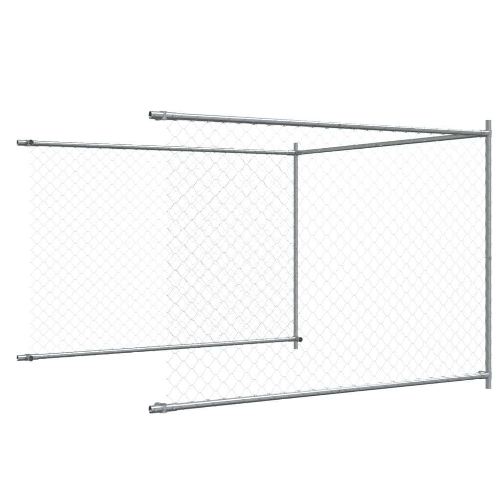 Perrera para perros de acero galvanizado con puerta, 8 x 2 x 1,5 m, para exteriores con rejilla, cercado para cachorros y perros, protección y seguridad en el jardín, patio o terraza