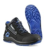  BWOLF Spire Arbeitsschuhe Herren S3 Sicherheitsschuhe Herren S3 wasserdicht, ölbeständig, rutschhemmend mit 4x4 Grip Technologie mit ergonomischer Wechselsohle (HIS3Blau/Schwarz HI, 44)