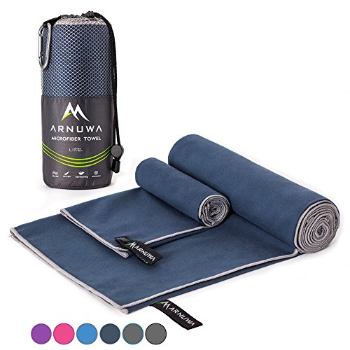 ARNUWA Microfiber Travel Towel Quick Dry Ultra Absorbent Compact, Navy Blue XL