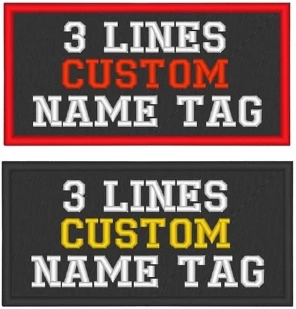 Custom Embroidered Name Tag Sew on Patch Rocker Biker Badge 3 Lines 4" x 2" (B)