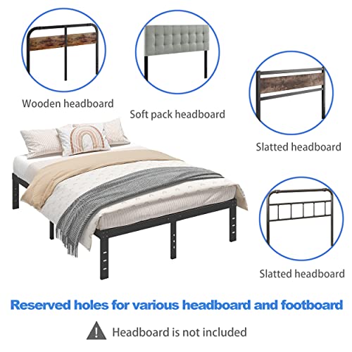Woozuro Full Size Bed Frame, 12 Inch Heavy Duty Metal Platform Bed Frame No Box Spring Needed, Reinforced Steel Slats Support Mattress Foundation, Easy Assembly, Noise Free, Black #TOP4