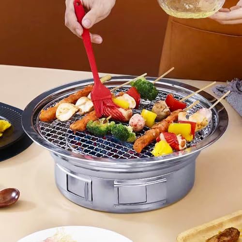 Portable Korean Style Stainless-Steel Barbecue Grill, Charcoal BB...