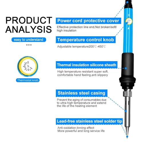 Image of 60 Watt Soldering Iron Temperature Adjustable Electric Soldering Iron, ESD Safe AC220V