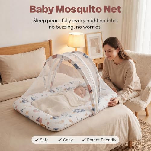 Image of StarAndDaisy 3 in 1 Baby Mosquito net for Sleeping, Mosquito net for Newborn Baby with Soft and Comfortable Bed.