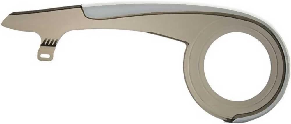 Herrmans 2-Component Plastic Chain Guard "Twave" 1-piece, 1 chainring, fits up to 38 teeth, single crank, Diameter 19 cm, Silver/smoked transparent