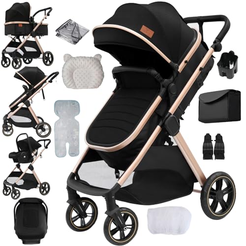 Aveainelle Poussette 3 en 1 Pour Bébé, Poussette Trio de Voyage Inclinable et Réversible,...