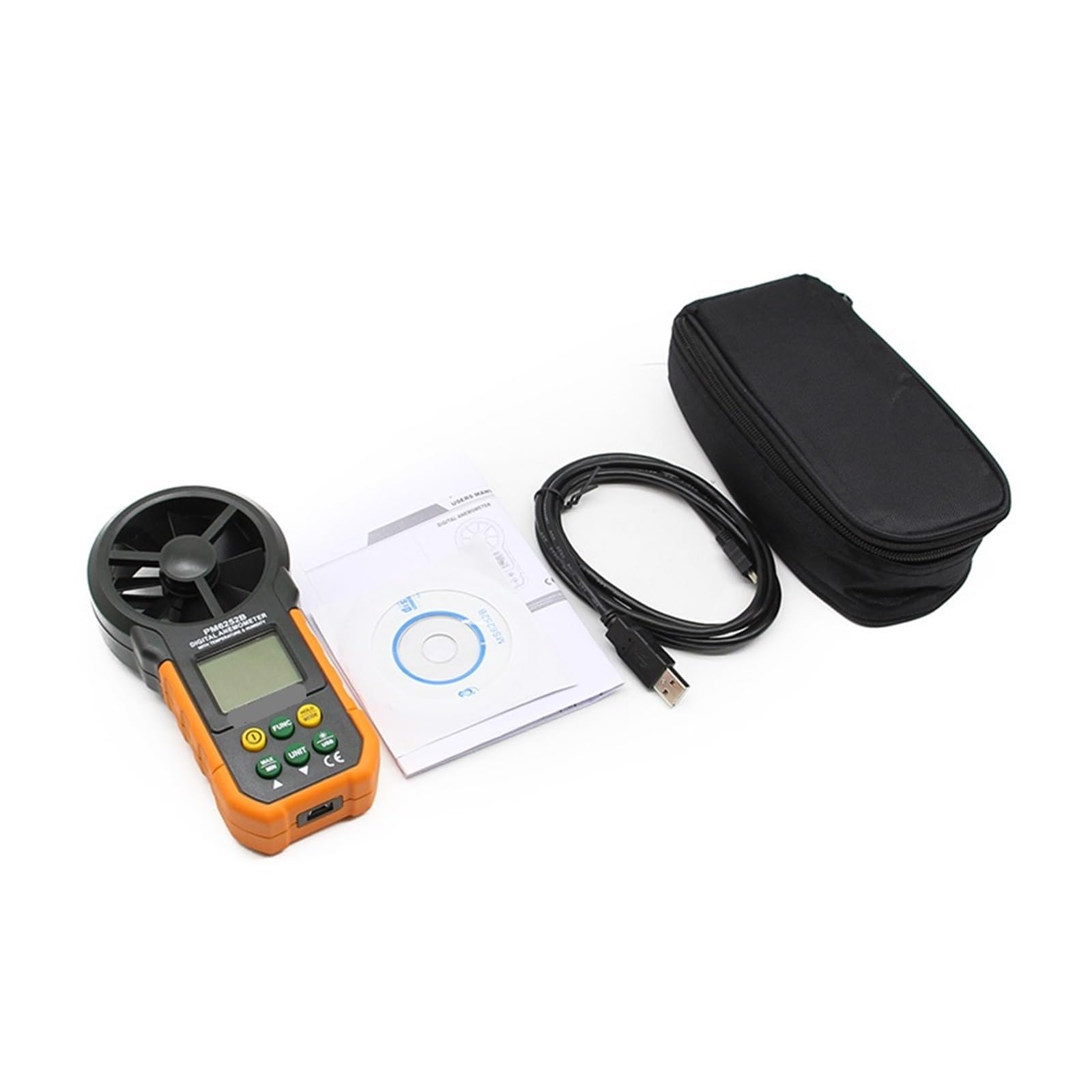 Anemómetro Digital MS6252A MS6252B, medidor de velocidad del viento, flujo aire, volumen, temperatura ambiente, humedad, USB(MS6252B)