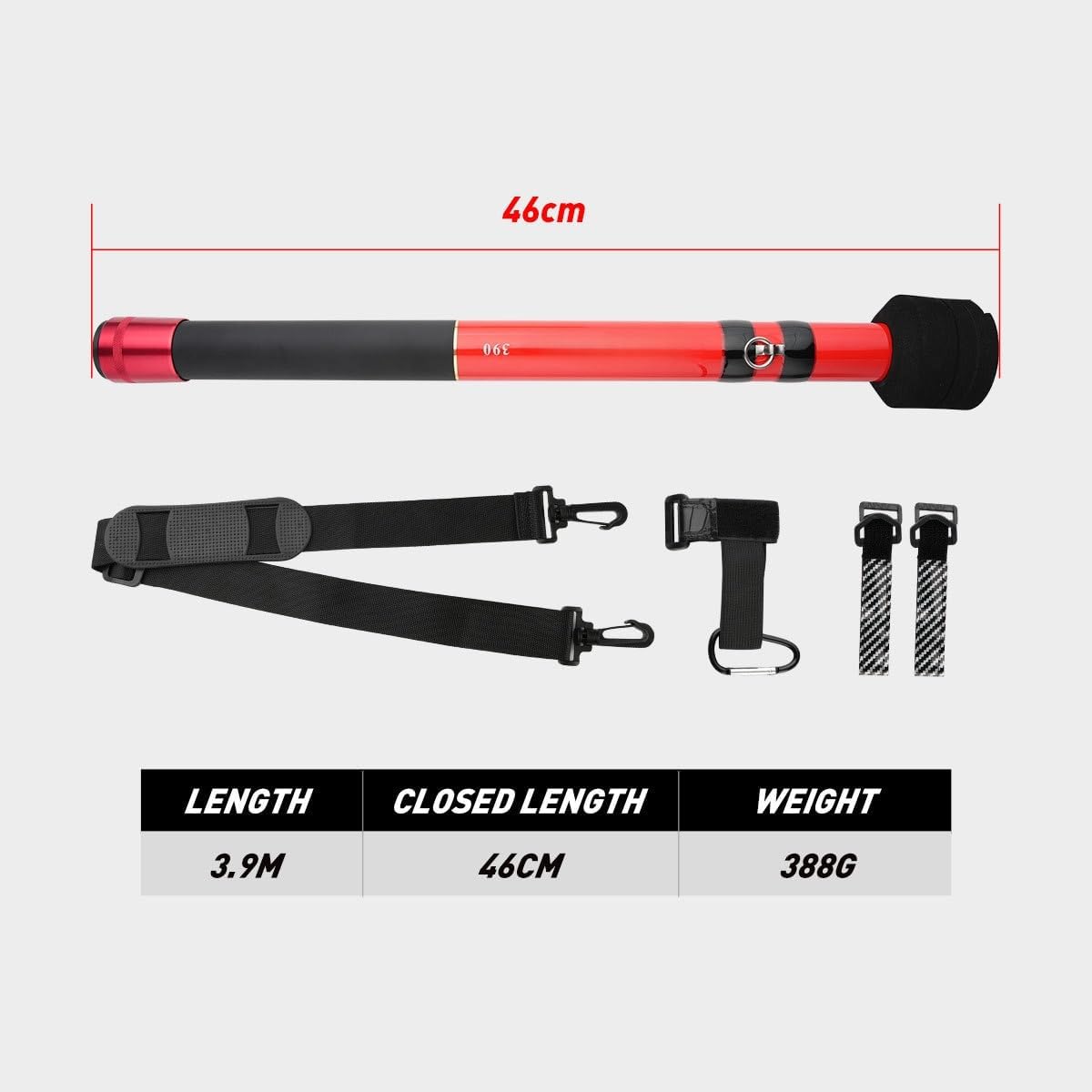 1pcs 3.9m Telescopic Squid Gaff Stainless Steel Five Hooks Retractable Squid Spear Hook Overall Fishing Tool