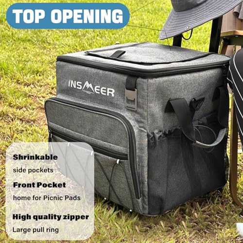 INSMEER Coolers E Bolsas Térmicas Com Rodas Para Acampamento,40 Litros, Gray