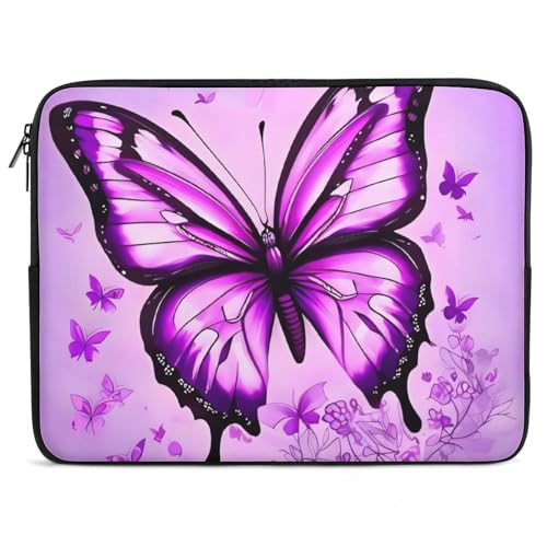 Funda protectora para laptop 17 pulg morada con diseño mariposa