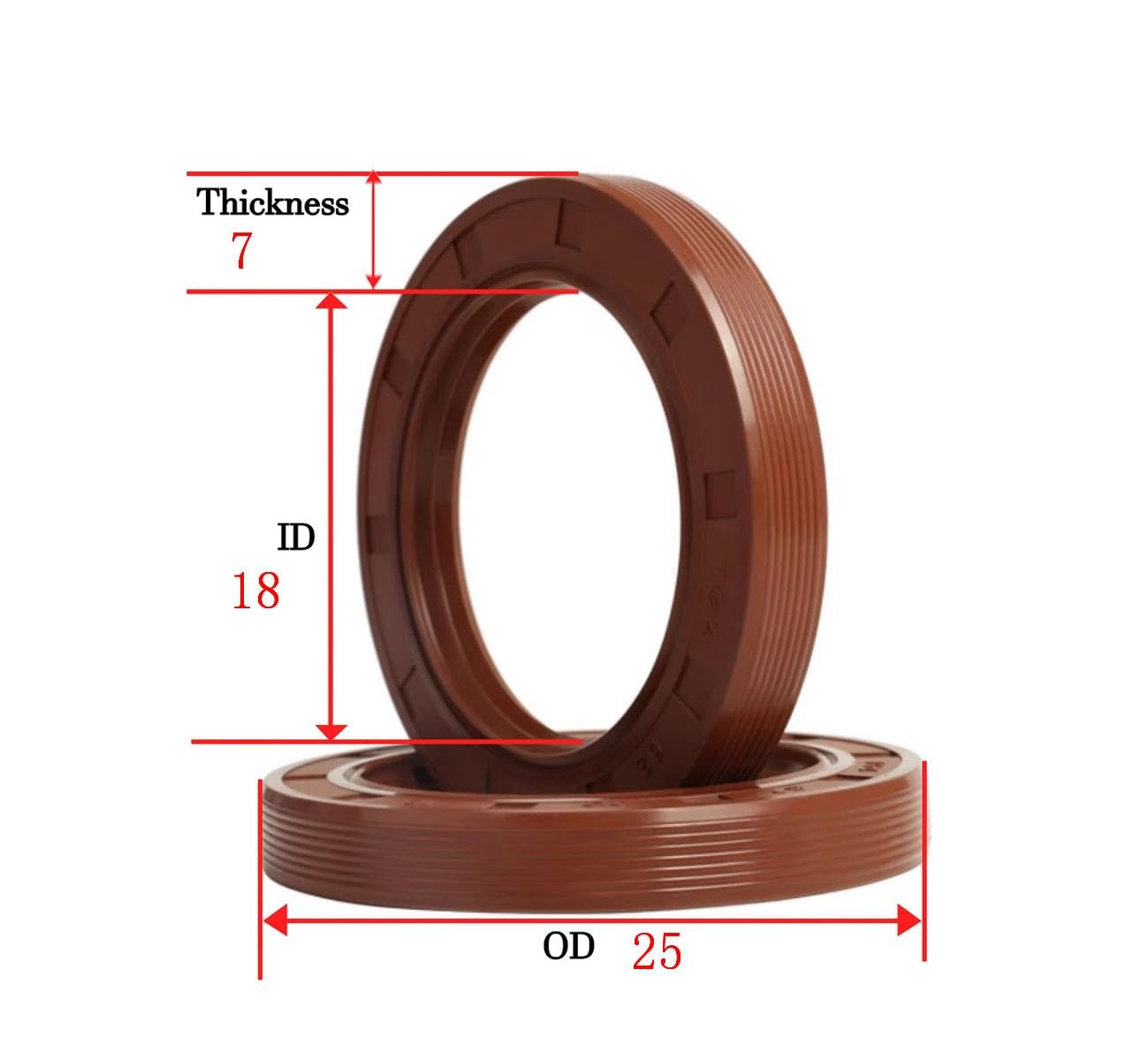 2 Stück TG4 Skelett-Öldichtung, Viton, 18 x 25 x 7 mm, 18 mm ID, 7 mm Breite