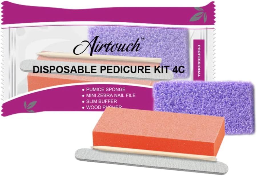 Cre8tion Disposable Pedicure Kit C - Slim Buffer, Mini Zebra Nail File, Wood Pusher, Pumice Sponge - 200 Sets