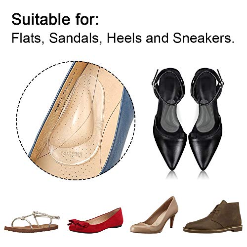 Image of Arch Support Insole for Flat Feet 1 Pairs, Thicken Gel Arch Pads for Flat Feet - Self-Adhesive Arch Cushions Inserts for Men and Women, Clear, Relieves Feet Pain, Plantar Fasciitis & Heel Spurs, Orthotic Inserts for Enhanced Stability, Trimmable Shoe Inserts
