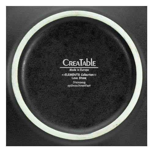 CreaTable, 21821, Serie Lava Stone black, 4-teiliges Geschirrset, Teller Set aus Steinzeug, spülmaschinen- und mikrowellengeeignet, Made in Portugal