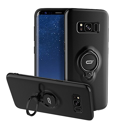 ICONFLANG Samsung Galaxy S8 Plus Case with Ring Holder Kickstand Function, 360 Degree Rotating Ring Holder Grip Case for Samsung S8 Plus, Ultra Slim Thin Hard Cover for Samsung S8+ (Black)