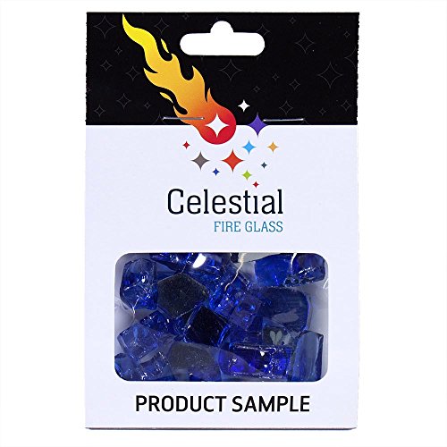 Celestial Fire Glass - Meridian Blue - 1/4 Inch Reflective Tempered Fire Glass – 2 oz. Sample