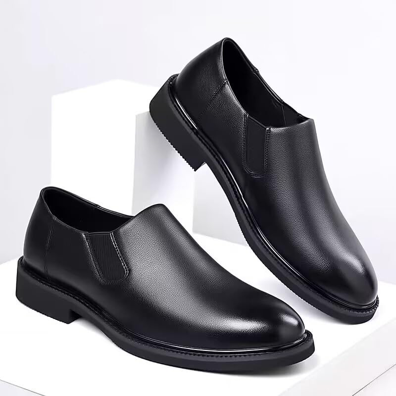 Men's Leather Dress Shoes Mens Vintage Wedding Business Office Oxfords Shoes Classic Pointed Toe Comfortable Slip-Ons Loafers4