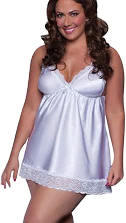 Body Girl Womens Nightgown Sexy Satin Sleepwear Ruffles V-neck Night Dress Mini Lingerie