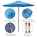 Yescom 9ft Wooden Outdoor Patio Blue Umbrella W/ Pulley Market Garden Yard Beach Deck Cafe Sunshade