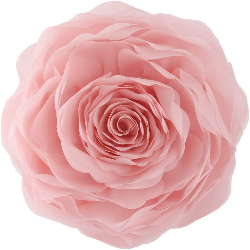 JWH Stereo Flower Throw Pillow Covers Aesthetic Decorative Floral Accent Pillow Cases Round Rose Cushion Handmade Pillowcase for Sofa Couch Living Room Bed 12 Inch Pink