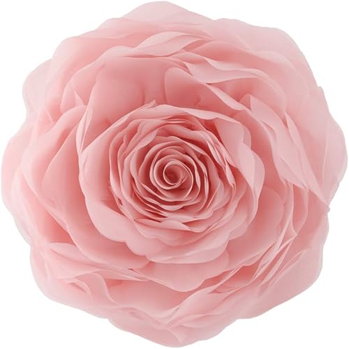 Miniatura 18 de JWH Fundas de almohada decorativas con diseño de flores en 3D, fundas de almohada con acento floral estético, cojín redondo hecho a mano para Rosa