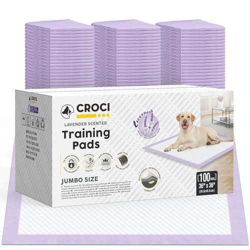 Image of CROCI Dog Pads Extra Large 36x36in, Puppy Pads with Adhesive Tabs Super Absorbent Up to 11 Cups, Disposable (100 Counts)