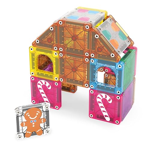 Image of MAGNA-TILES microMAGS 24-Piece Gingerbread House Travel Set, The Original Magnetic Building Brand