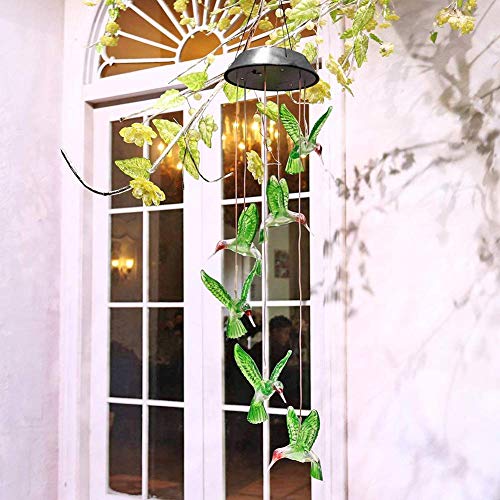 ZOUTOG Solar Wind Chimes, Color Changing LED Mobile Hummingbird Wind Chimes, Waterproof Outdoor Solar Lights for Home/Yard/Patio/Garden