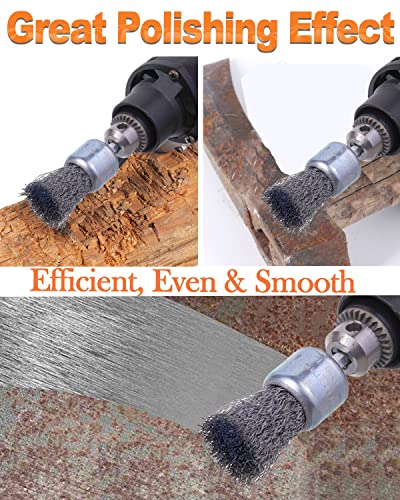 Rocaris 30 Pack Carbon Steel Wire Wheel Brush With 1/4-Inch Hex Shank, Pen Brush, For Rust Removal, Corrosion And Scrub Surfaces, 3 Sizes #TOP4