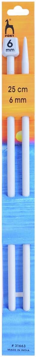 Pony Classic: Knitting Pins: Single Ended: 25cm x 3.25mm, Acrylonitrile Butadiene Styrene (ABS), White, 3.25mm