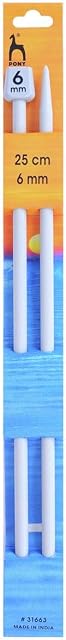 Pony Plastic Knitting Pins/ Knitting Needles 25cm long - 6mm