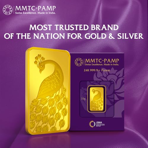 MMTC-PAMP-9999-Purity-10-gm-Peacock-Yellow-24K-Gold-Bar