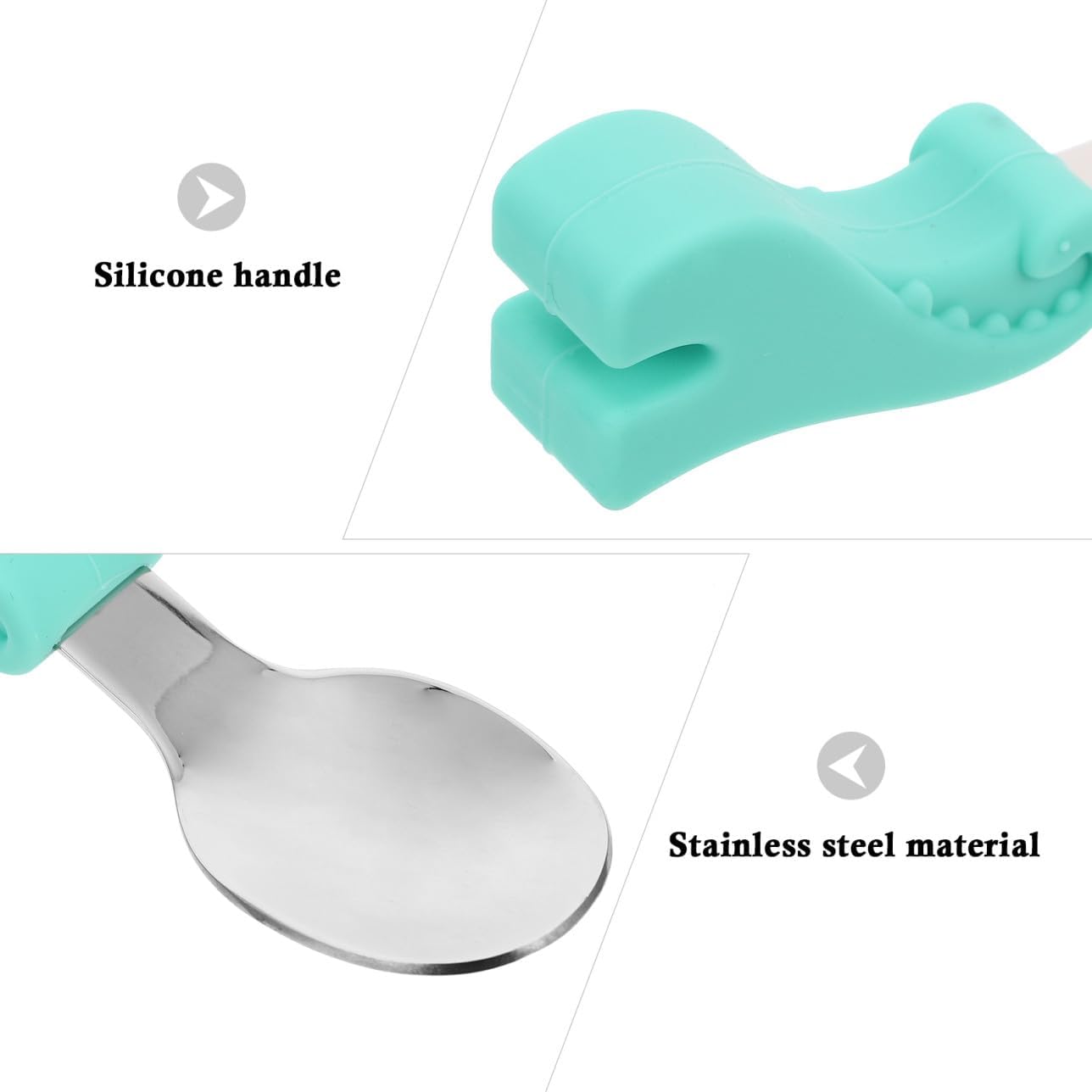 Training Utensil Set Short Handle Stainless Steel Fork Spoon with Storage Case Safe for Comfortable Grip Curved Design for Weaning and Feeding