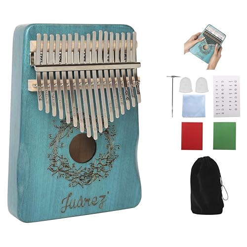 JUAREZ Kalimba Ocean Blue 17-Key Thumb Piano | Mahogany Wood Fing...