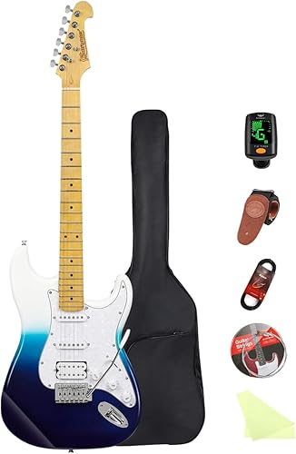 Miniatura 7 de Guitarra eléctrica, kit de guitarra eléctrica para principiantes de 39 pulgadas, pastilla HSS con división de bobina, juego de inicio de guitarra