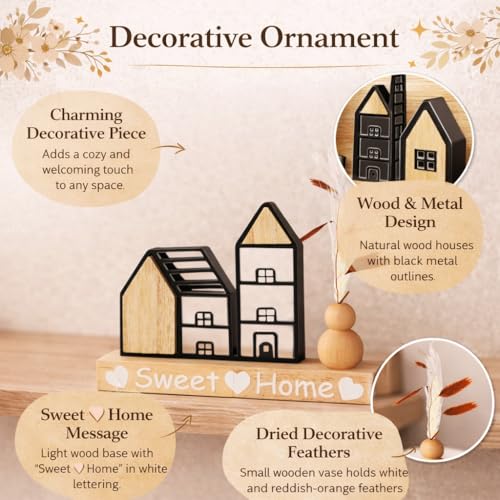 Image of CraftVatika Home Decoration Items for Living Room, Wooden Showpiece for Home Decor Bedroom, House Warming Gifts, Tabletop Decoration Items, Sweet Home Housewarming Wedding Birthday Gift for Man Woman