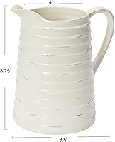 Vista 3 de Creative Co-Op White Ceramic Pitcher