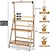 Giantex 3-Tier Hanging Plant Stand Storage Shelf, Folding Flower Pot Organizer Display Storage Rack, Adjustable Hanger Rod, Bamboo Planters Shelves Potted Holder for Patio Garden Balcony Bathroom